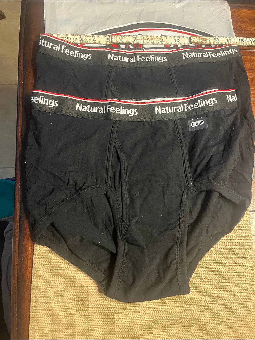 .#54.   Natural feelings Men's Black Briefs - Large, Pack Style Comfort